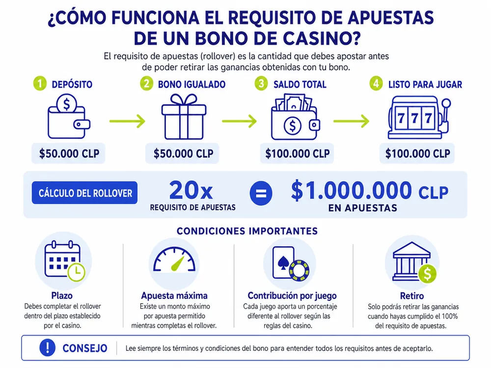 Cómo funciona el requisito de apuesta de un bono de casino, paso a paso